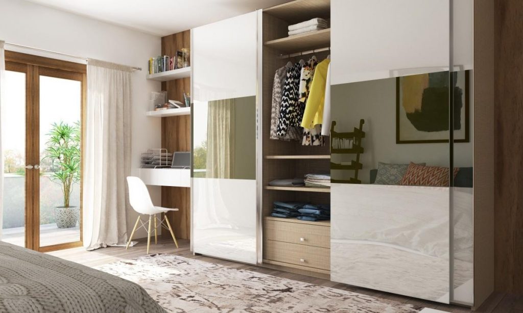 modern sliding wardrobe with buil in desk