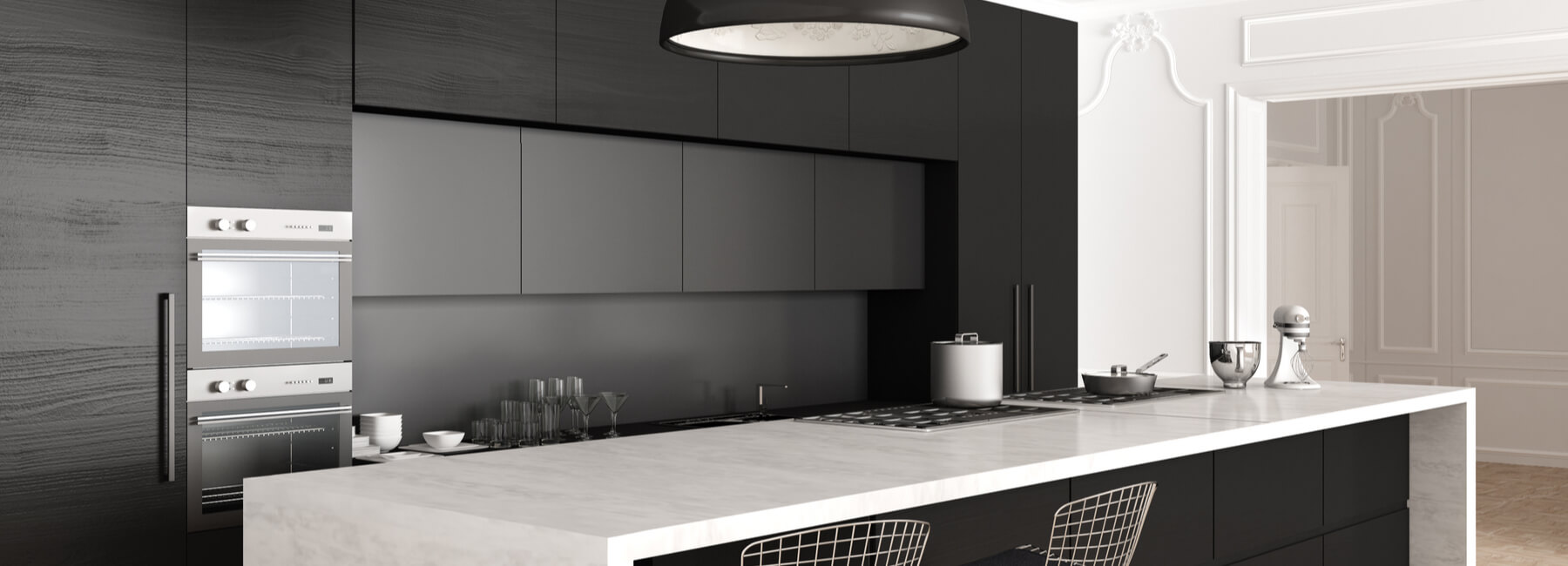 black grey white custom kitchen