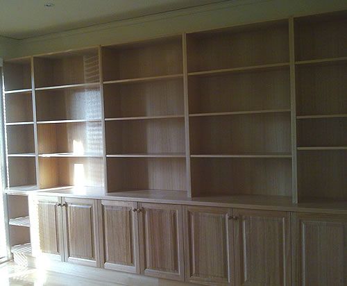 Custom made wall to wall bookcase