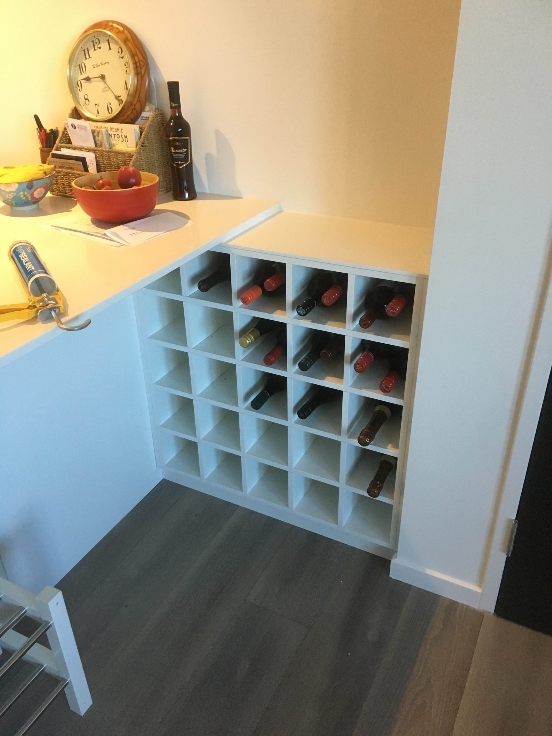 wine rack in kitchen area