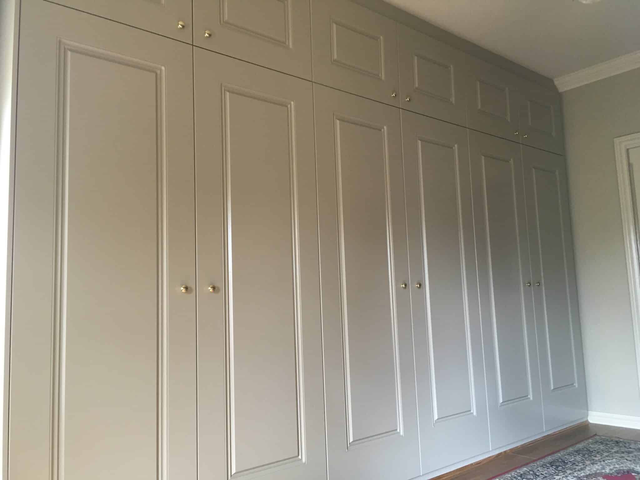 custom hinged wardrobe doors - Double Decker RAW MDF Routed Hinged Doors - Painted White